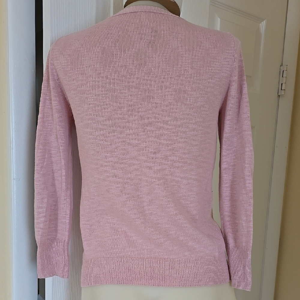 J Crew Pink Linen/Cotton Cardigan Sweater XS - Picture 3 of 8